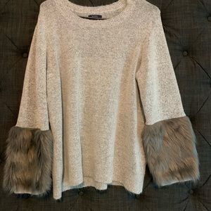 Fur sleeve sweater